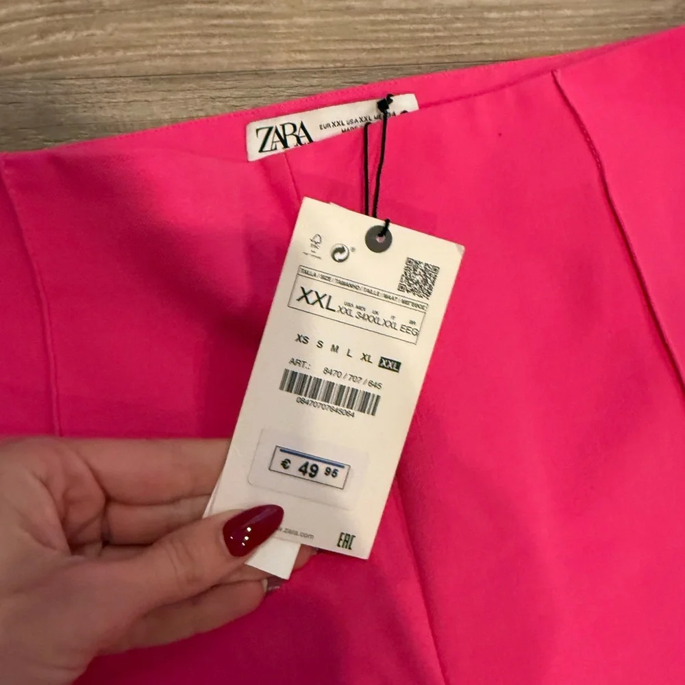 NWT- Zara Hot Pink Cropped Trousers size XXL - Picture 5 of 5